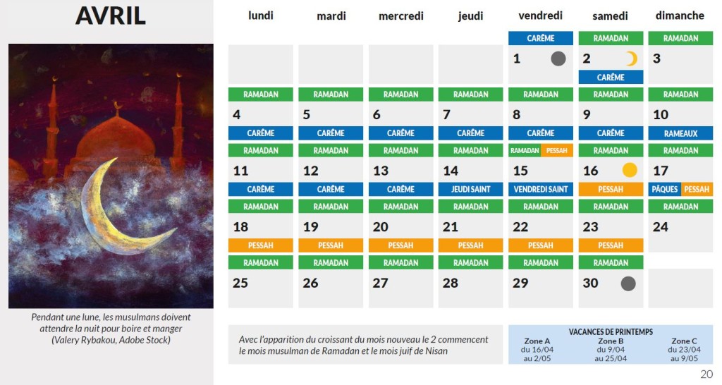 CALENDRIER DES TROIS RELIGIONS Présentation